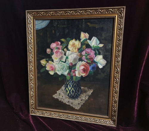 Tableau ancien huile bois - tableau,