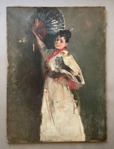 Femme éventail huile - femme, à