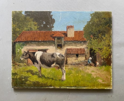 Vache devant une - , ferme