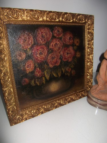 Tableau ancien fleurs - ancien, huile