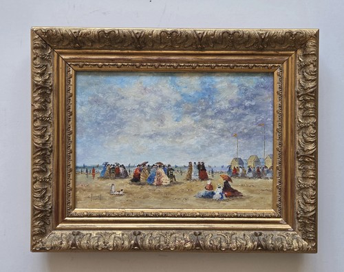 Huile sur toile paysage animé