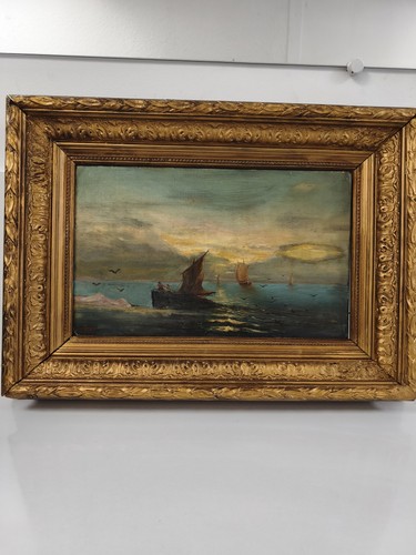 Ancien tableau marine - , huile