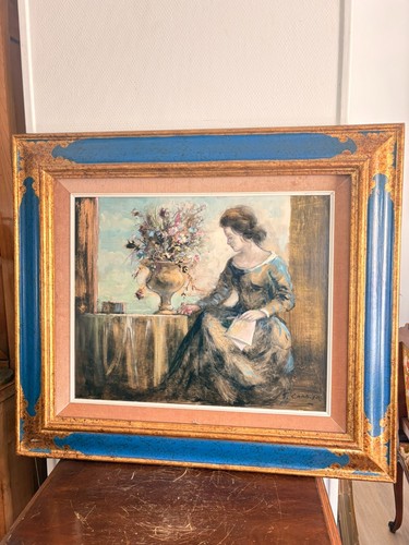 Ancien tableau huile panneau - tableau,